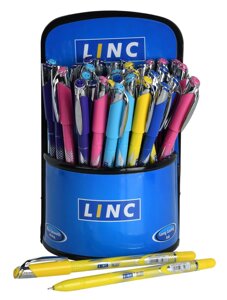 Ручка шарик. Linc GLISS синий 0,7 мм ассорти кругл. корп. игольчатый наконечник