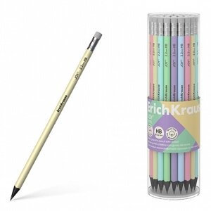 Чернографитный карандаш пластиковый ErichKrause JOY Pastel, круглый, с ластиком, HB