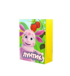 Пакет подарочный МАТОВЫЙ Лунтик xl, 33,5*45*15 см