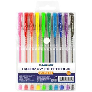 Набор ручек гел. 6цв. "Darvish" неон, корпус прозрачный