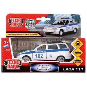 Машина металл LADA 111 ПОЛИЦИЯ, 12 см, дв., багаж., инерц., кор. Технопарк