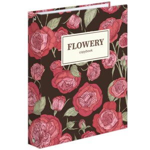 Тетрадь на кольцах А5 175х215мм, 160л, твердый картон, клетка, BRAUBERG, Flowers, 404090