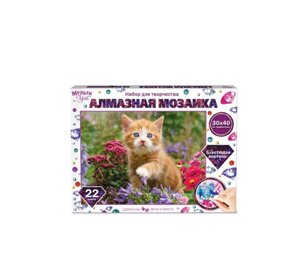 Алмазная мозаика 30х40 см на подрамнике рыжий котенок МУЛЬТИ АРТ