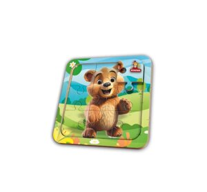Игрушка деревянная пазл Мишка 15*15 см. терм. пакет. Буратино. Арт. BRT10