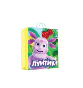 Пакет подарочный МАТОВЫЙ Лунтик l, 26*32*14 см