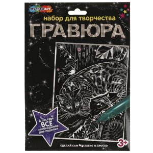 Набор д/дет тв-ва гравюра 18*24 см, бенгальская кошка, серебряная МУЛЬТИ АРТ в Орловской области от компании Интернет-магазин игрушек "Весёлый кот"