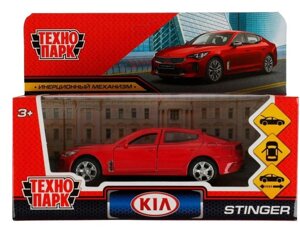 Машина металл KIA STINGER длина 12 см, двери, багаж., инерц, красный, кор. Технопарк
