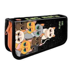 Пенал 1отдел. 190*115мм Angry cats с откидной планкой