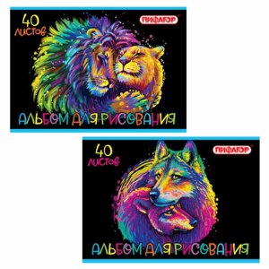 Альбом д/рис. А4 40л., скоба, обложка офсет, ПИФАГОР, 203х288мм, Нежность, (2 вида), 106700