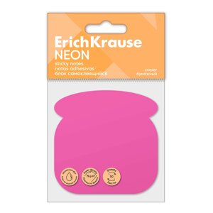 Блок самоклеящийся бумажный ErichKrause Phone Neon, 50 листов, розовый