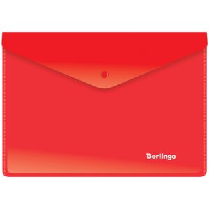 Папка-конверт на кнопке А5+ Berlingo, 180мкм, красная
