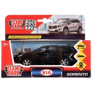 Машина металл KIA sorento prime, 12 см, двери, багаж., инерц., черный, кор. Технопарк