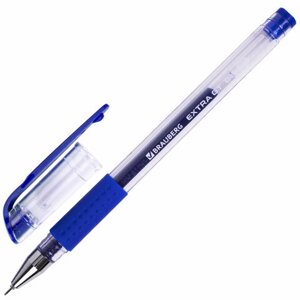 Ручка гелевая с грипом BRAUBERG "EXTRA GT NEEDLE", СИНЯЯ, игольч. узел 0,5 мм, линия 0,35 мм, 143916
