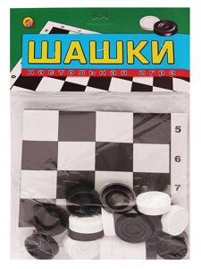 НАСТОЛЬНАЯ ИГРА ШАШКИ В ПАКЕТЕ + поле 28,5х28,5 см БШ (Арт. ИН-1832)