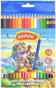 Набор цветных карандашей Creativiki 18 цв. шестигран. корп. пластик карт. уп.