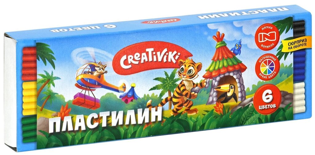 Пластилин Creativiki  6 цв. 90 г Арт. ПЛ06КР от компании Интернет-магазин игрушек "Весёлый кот" - фото 1