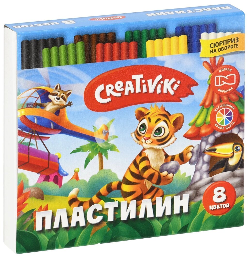 Пластилин Creativiki 8 цветов, 120 г, со стеком от компании Интернет-магазин игрушек "Весёлый кот" - фото 1