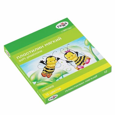Пластилин восковой ГАММА "Пчелка", 12 цветов, 180 г, со стеком, картонная упаковка, 280032Н от компании Интернет-магазин игрушек "Весёлый кот" - фото 1