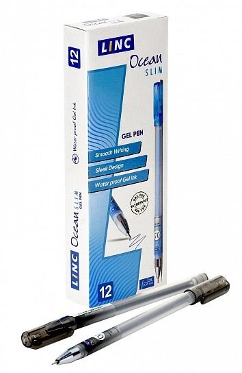 Ручка гелевая LINC Ocean Slim, 0.5, черная уп 12 от компании Интернет-магазин игрушек "Весёлый кот" - фото 1