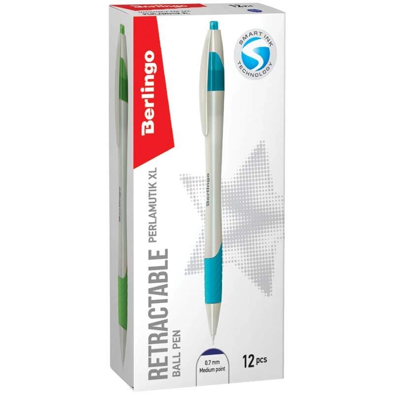 Ручка шариковая автоматическая Berlingo "Perlamutik XL" синяя, 0,7мм, грип уп 12шт от компании Интернет-магазин игрушек "Весёлый кот" - фото 1