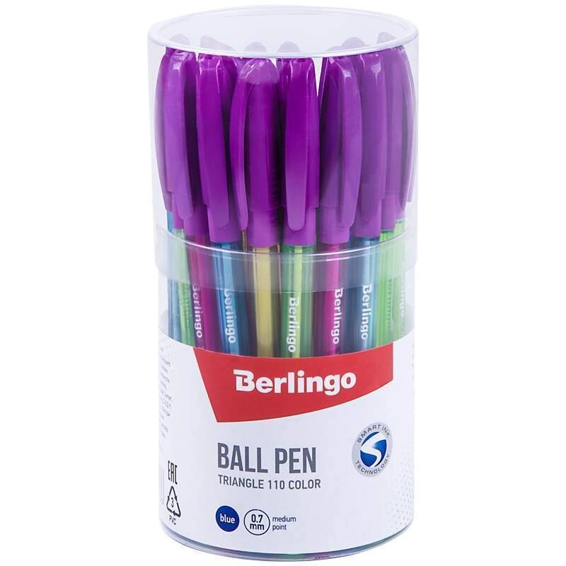 Ручка шариковая Berlingo "Triangle 110 Color" синяя, 0,7мм, грип, корпус ассорти уп 30 шт от компании Интернет-магазин игрушек "Весёлый кот" - фото 1