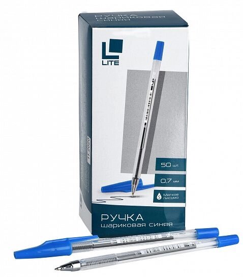 Ручка шариковая LITE 927 синяя, конусовидный наконечник, 0,7 мм уп 50 от компании Интернет-магазин игрушек "Весёлый кот" - фото 1