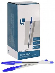 Ручка шариковая одноразовая LITE синяя, конусовидный наконечник, 0,7 мм уп 50шт