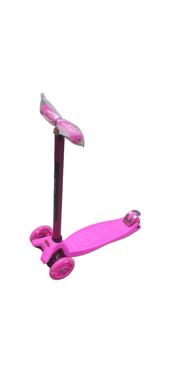 Самокат 4-х колесный, колеса: PU, светящ. d120 мм. d76 мм. подшипники: ABEC-5 розовый от компании Интернет-магазин игрушек "Весёлый кот" - фото 1