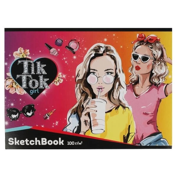 Скетчбук а5, отрывная склейка, 40 листов диз 4, tik tok girl TIK TOK от компании Интернет-магазин игрушек "Весёлый кот" - фото 1
