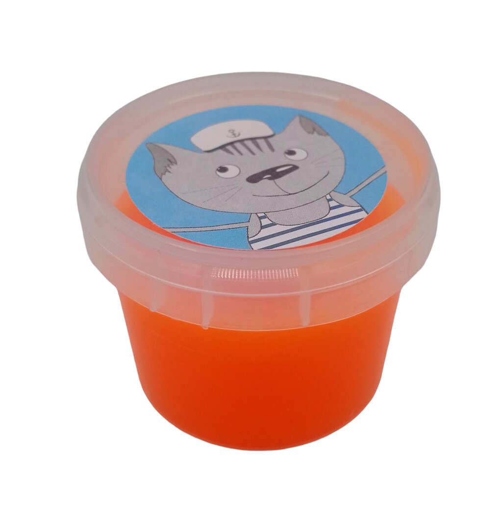 Слайм "СТЕКЛО"  Party Slime, в банке 100 гр, оранжевый неон Арт. 00-00001263 от компании Интернет-магазин игрушек "Весёлый кот" - фото 1