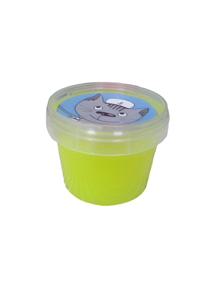 Слайм "СТЕКЛО"  Party Slime, в банке 100 гр, желтый неон 00-00001265 от компании Интернет-магазин игрушек "Весёлый кот" - фото 1