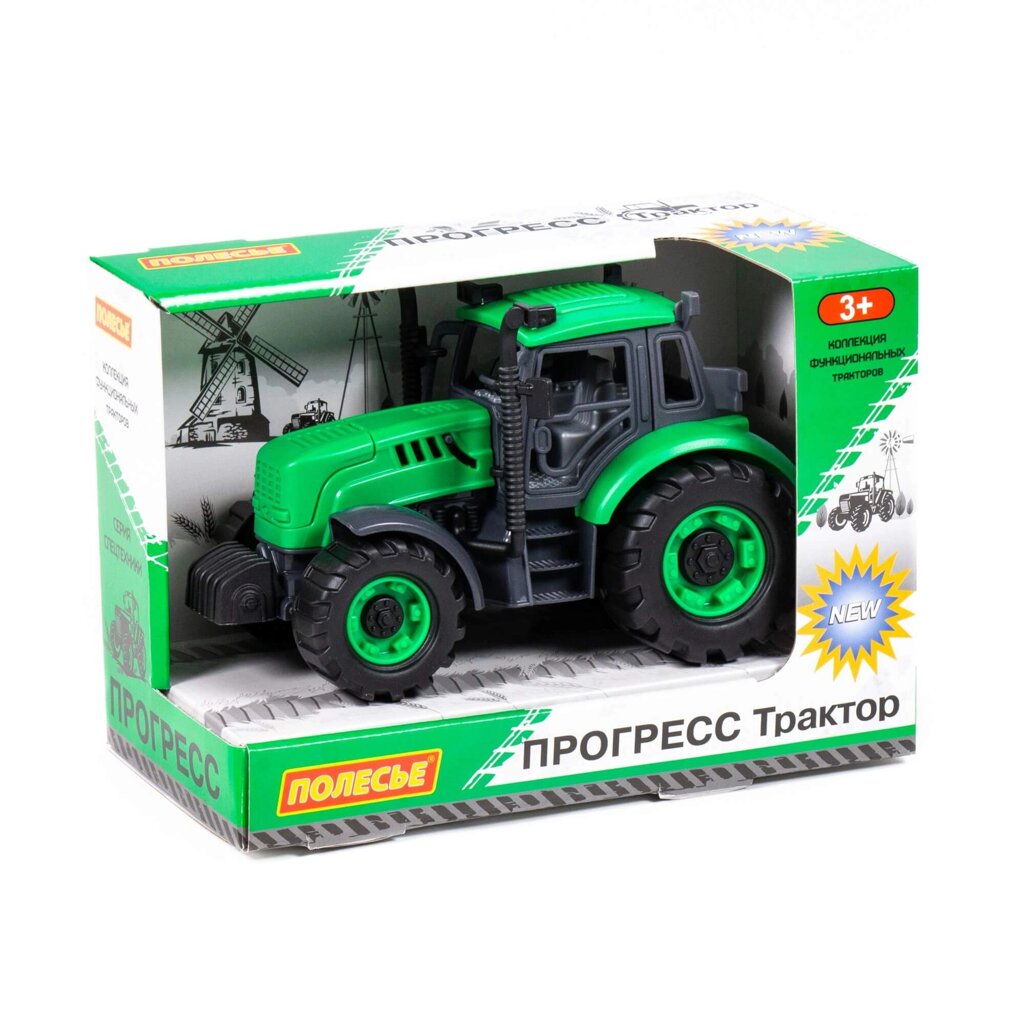 Трактор "Прогресс" инерционный (зелёный) (в коробке) от компании Интернет-магазин игрушек "Весёлый кот" - фото 1