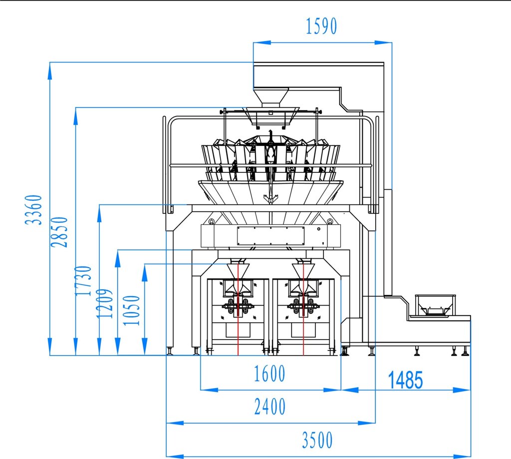JW-A20/1,6 л. Весовой дозатор 20-головочный фасовочный от компании Оборудование для Бизнеса  ООО «Станлайн» - фото 1