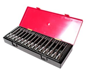 Техносоюз JTC-K4152 Набор головок с насадкой TORX, HEX, SPLINE 1/2" (в кейсе) 15шт