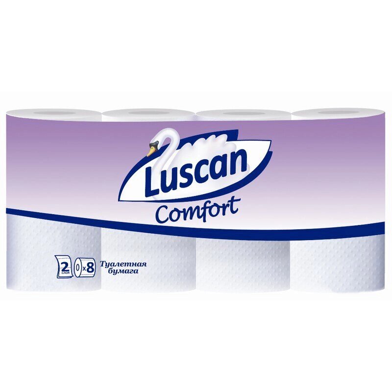 Бумага туалетная Luscan Comfort 2-слойная белая (8 рулонов в упаковке) от компании Арсенал ОПТ - фото 1
