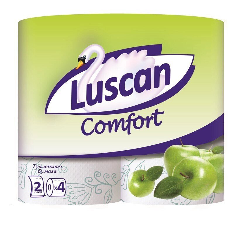 Бумага туалетная Luscan Comfort 2-слойная белая с ароматом яблока (4 рулона в упаковке) от компании Арсенал ОПТ - фото 1