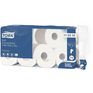 Бумага туалетная Tork Premium 110316 3-слойная белая (8 рулонов в упаковке)