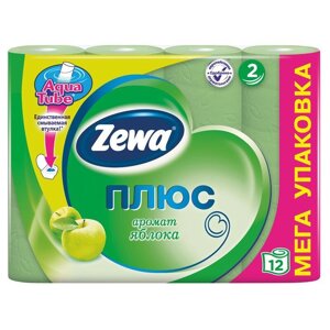 Бумага туалетная Zewa Plus 2-слойная зеленая (12 рулонов в упаковке)