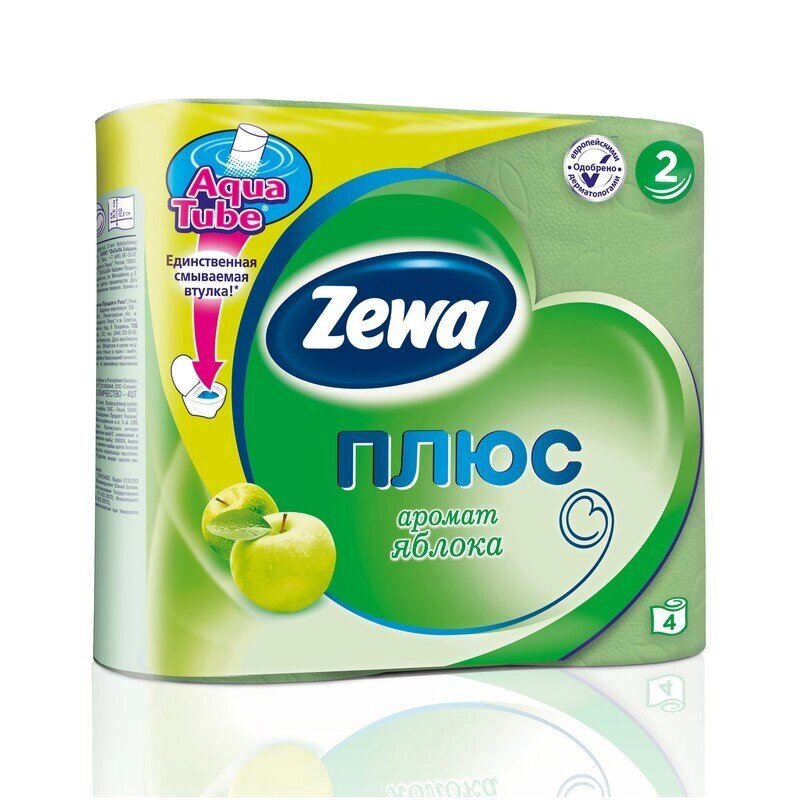 Бумага туалетная Zewa Plus 2-слойная зеленая (4 рулона в упаковке) от компании Арсенал ОПТ - фото 1