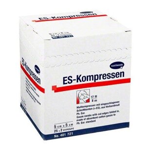 ES-KOMPRESSEN (4017354) Салфетки стерильные 10 х 10 см; 12 слоев; 17 нитей; 50 шт.