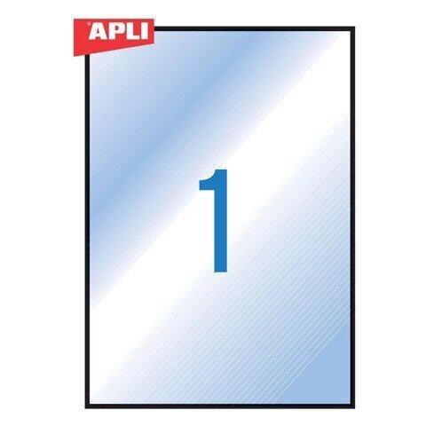 Этикетка самоклеящаяся APLI на листе формата А4, 1 этикетка, размер 210х297 мм, прозрачная, 20 л. от компании Арсенал ОПТ - фото 1