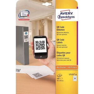 Этикетки самоклеящиеся для QR-кодов Avery Zweckform белые 45х45 мм (20 штук на листе А4, 25 листов, артикул