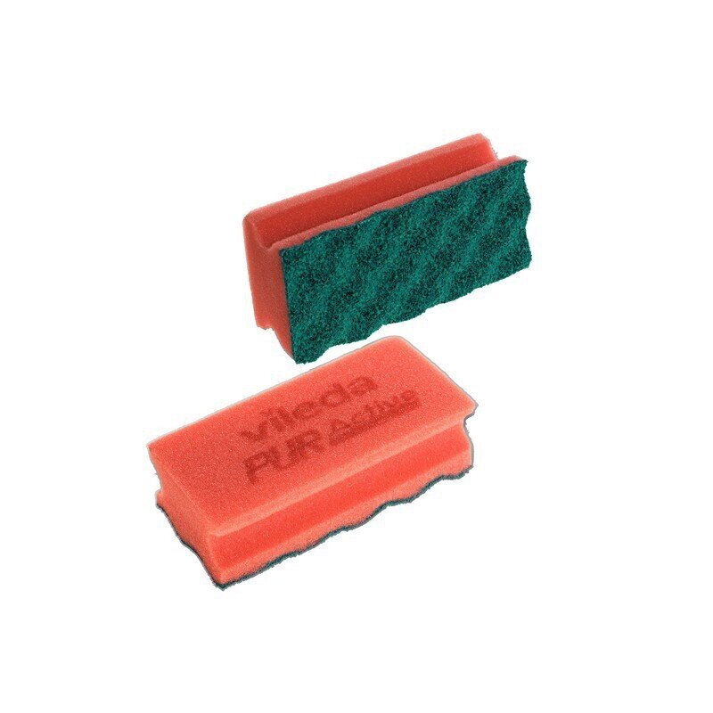 Губки для деликатных поверхностей Vileda Professional 2 штуки в упаковке абразивные красные (70х150х45 мм) от компании Арсенал ОПТ - фото 1