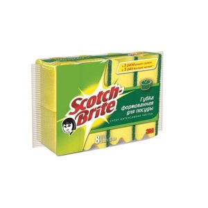 Губки для мытья посуды 3M Scotch-Brite поролоновые 90х70х45 мм 8 штук в упаковке