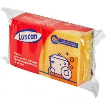 Губки для мытья посуды Luscan поролоновые 90х70х38 мм 2 штуки в упаковке от компании Арсенал ОПТ - фото 1