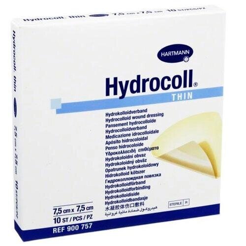 HYDROCOLL thin (9007572) Гидроколлоидные повязки на слабоэкссудирующие раны 7,5х7,5см 10шт от компании Арсенал ОПТ - фото 1