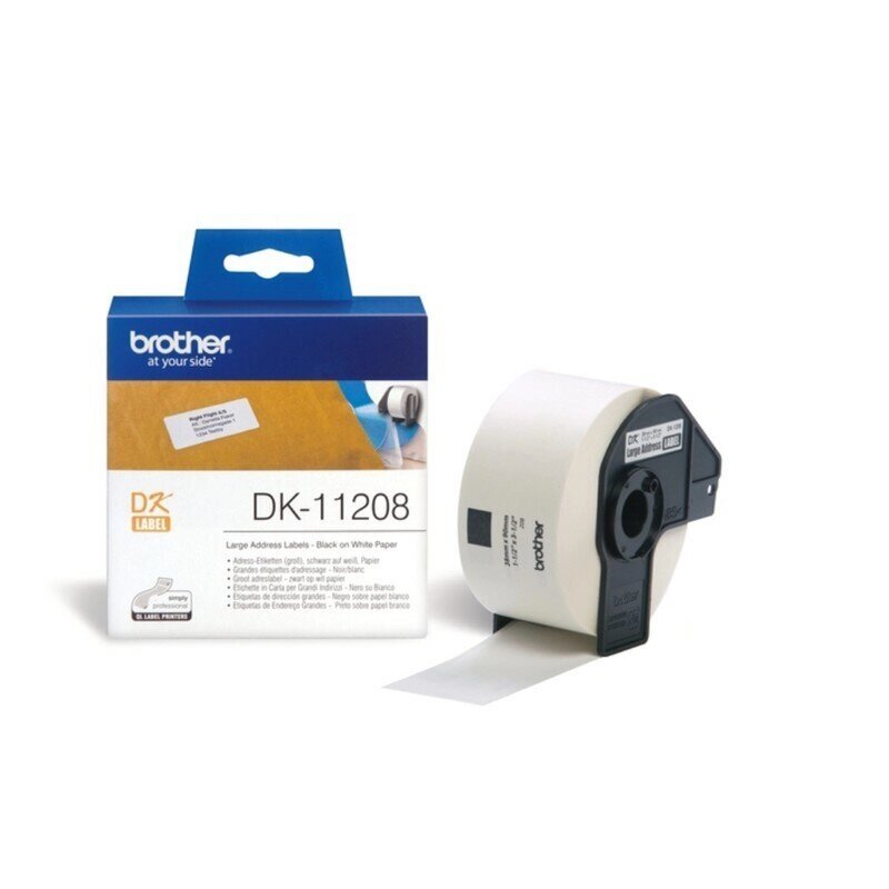 Картридж для принтера этикеток Brother DK11208  (38 мм x 90 м, цвет ленты белый, шрифт черный) от компании Арсенал ОПТ - фото 1