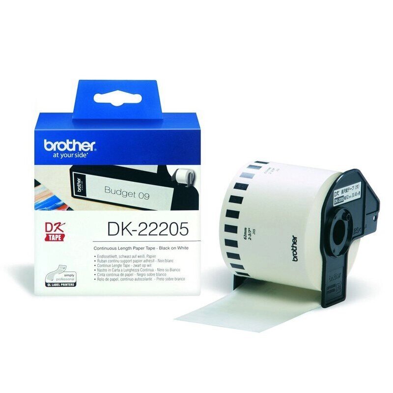 Картридж для принтера этикеток Brother DK22205  (62 мм x 30 м, цвет ленты белый, шрифт черный) от компании Арсенал ОПТ - фото 1