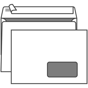 Конверт C5, KurtStrip, 162*229мм, б/подсказа, с прав. окном, отр. лента, внутр. запечатка Продажа упаковкой из