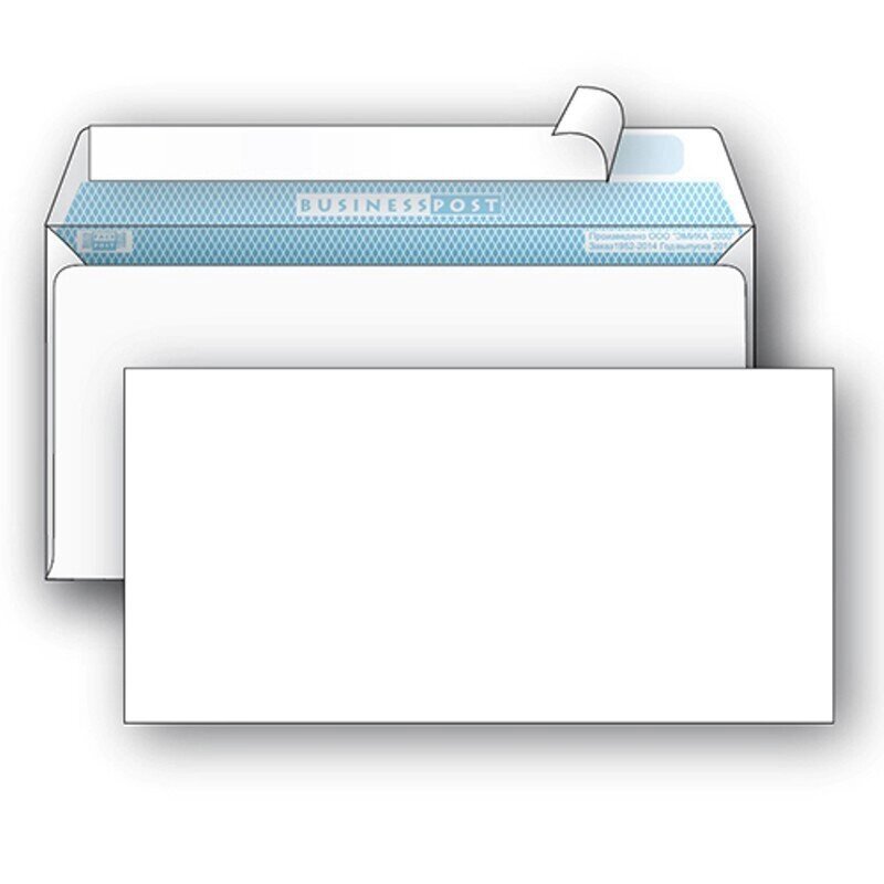 Конверт почтовый BusinessPost E65 (110x220 мм) белый удаляемая лента (1000 штук в упаковке) от компании Арсенал ОПТ - фото 1
